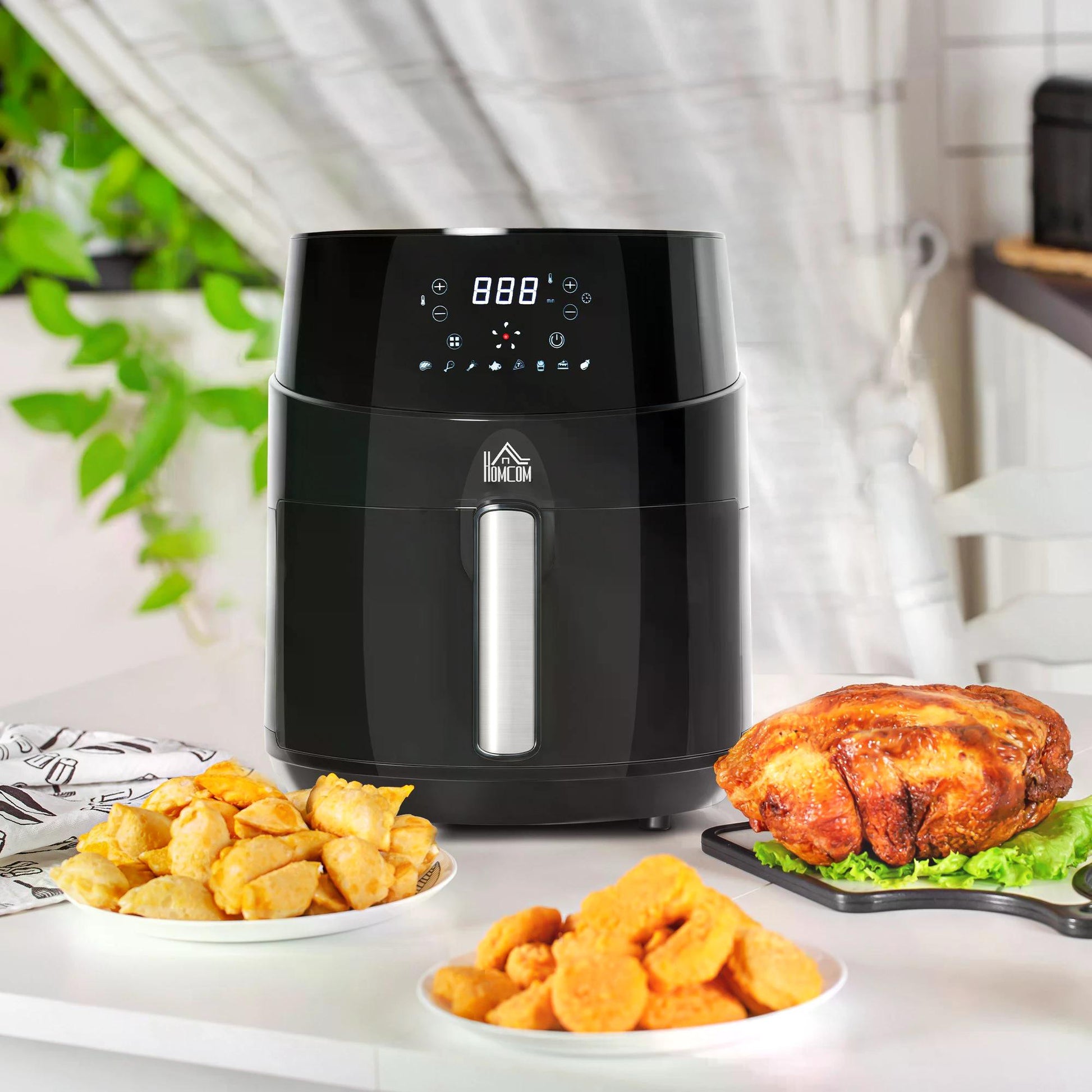 HOMCOM 4.5L Digital Air Fryer, 1500W W/ Digital Display, Rapid Air Circulation, Adjustable Temperature, Timer and Nonstick Basket, Black