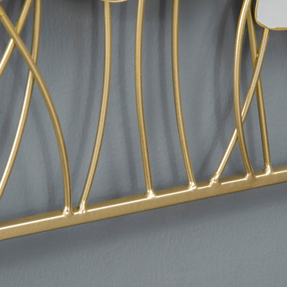 HOMCOM 3D Metal Wall Art Modern Lotus Leaves Hanging Wall Sculpture Home Decor for Living Room Bedroom Dining Room, Grey Gold