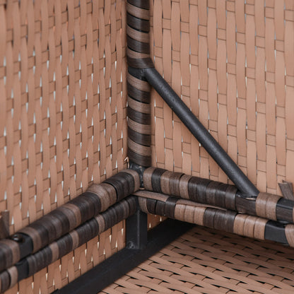 Outsunny 6 Pieces Rattan Garden Furniture Set, 7 Seater Wicker Outdoor Furniture Set with Storage Tea Table & Side Table, Sectional Garden Sofa Set with Cushions, Orange