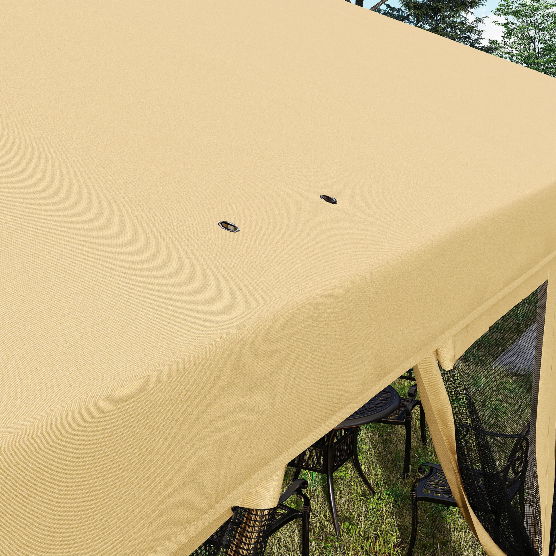 Outsunny 3 x 6m Pop Up Gazebo, Outdoor Canopy Shelter, Marquee Party Wedding Tent with 6 Mesh Walls and Carry Bag, Beige