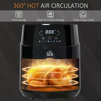 HOMCOM 4.5L Digital Air Fryer, 1500W W/ Digital Display, Rapid Air Circulation, Adjustable Temperature, Timer and Nonstick Basket, Black