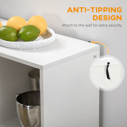 HOMCOM Modern Kitchen Sideboard, Buffet Table with Removable Wine Rack, Drawers and Open Compartments for Living Room, Dining Room, Grey