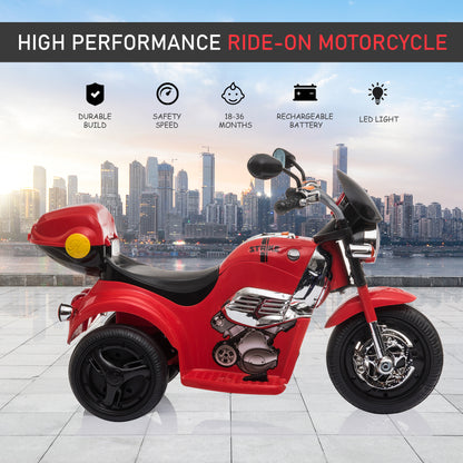 HOMCOM 6V Battery PP Kids Motorcycle Ride On Trike w/ Lights Music Horn 18 - 36 Months Red