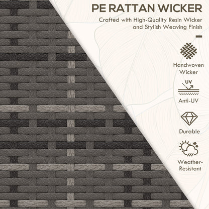 Outsunny 2 Seater Patio Rattan Chaise Lounge Sofa Set with Fabric Cushion, Grey and Brown