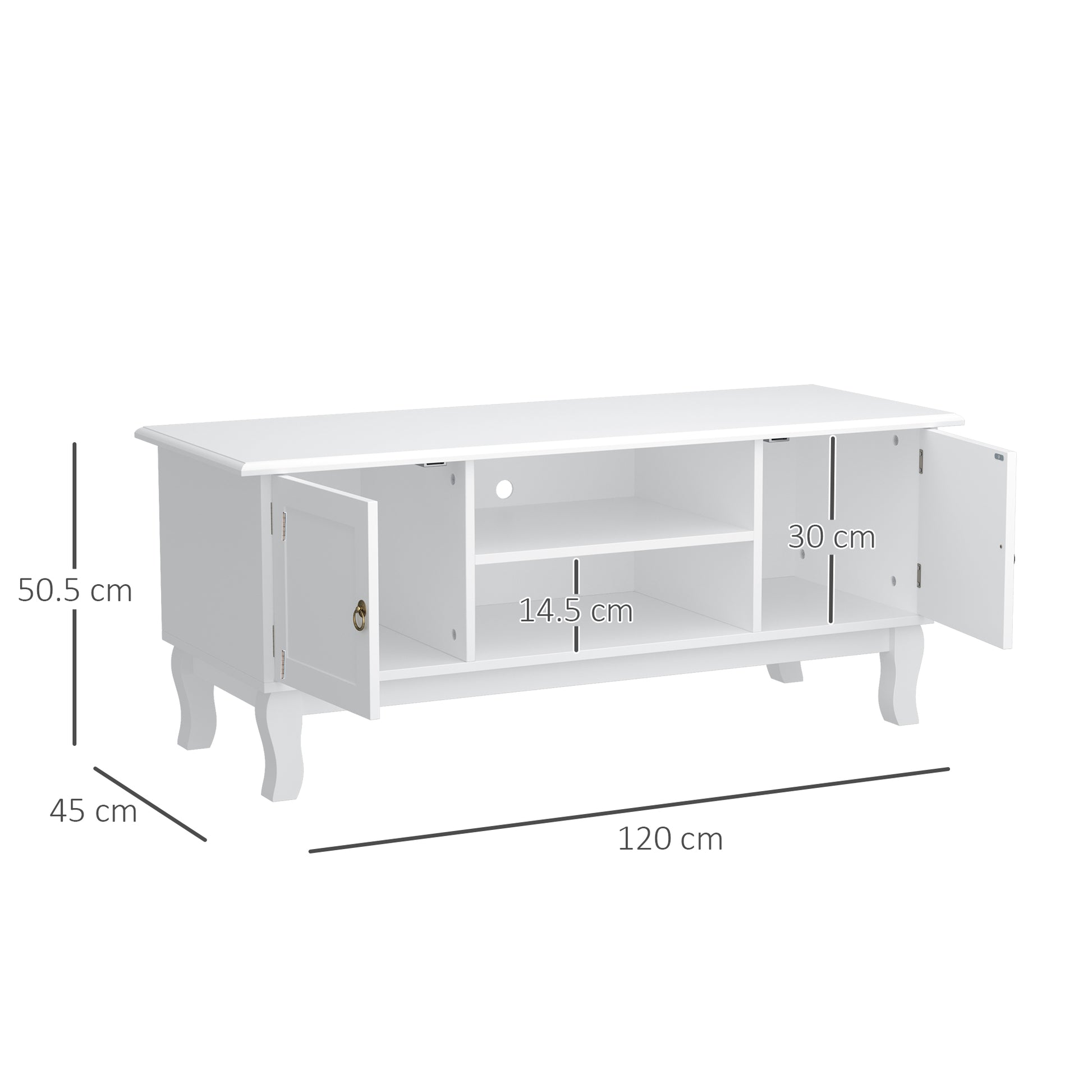 HOMCOM TV Stand Unit Corner Table, MDF-Ivory White 