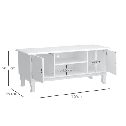 HOMCOM TV Stand Unit Corner Table, MDF-Ivory White 