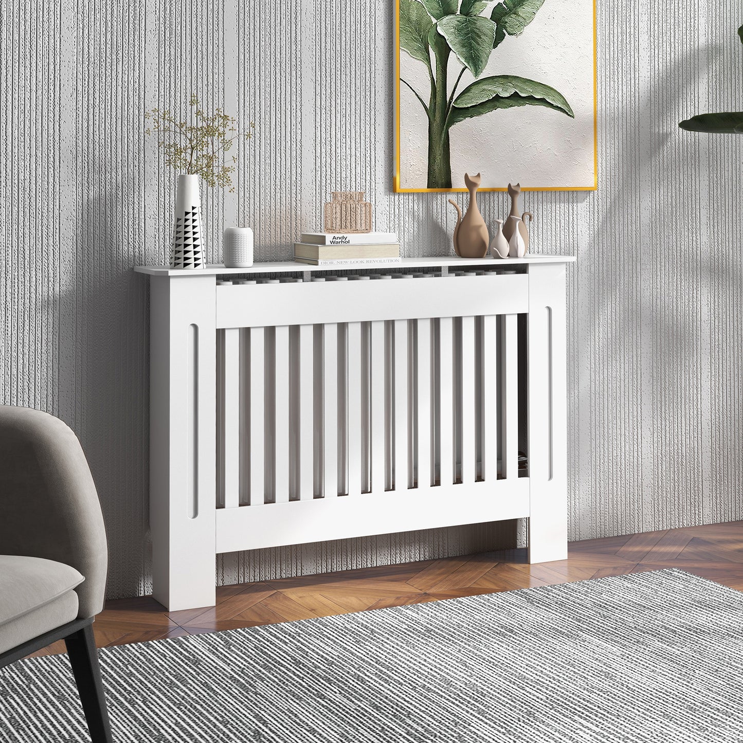 HOMCOM Minimalist Contemporary Radiator Covers MDF Radiator Cover 112x81x19cm White