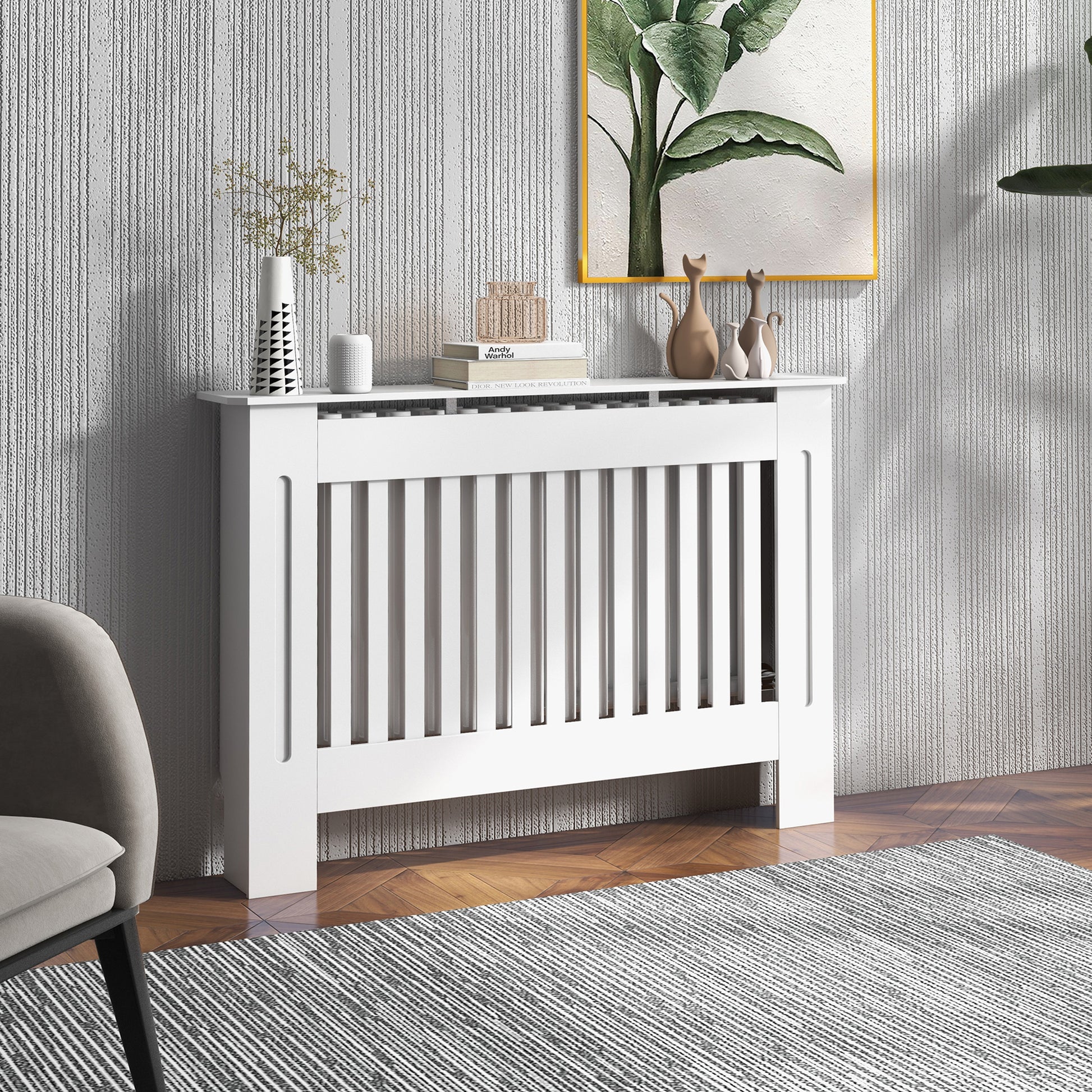 HOMCOM Minimalist Contemporary Radiator Covers MDF Radiator Cover 112x81x19cm White