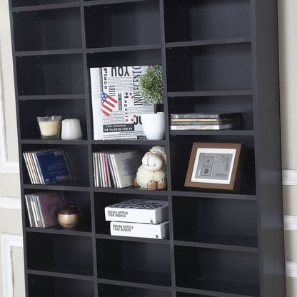 HOMCOM CD / DVD Storage Shelf Storage Unit for 1116 CDs Height-Adjustable Compartments 102 x 24 x 195 cm Black