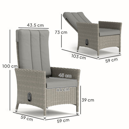 Outsunny 105°-150° Reclining Rattan Chair - Grey
