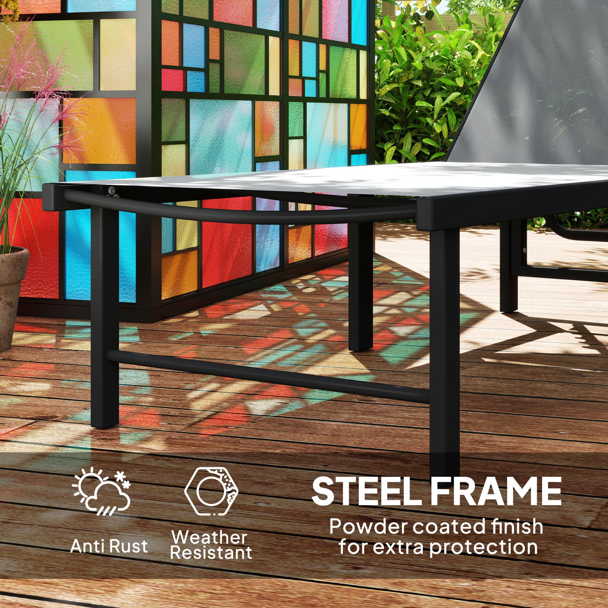 Outsunny Reclining Sun Lounger - Grey