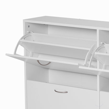 HOMCOM Shoe Cabinet, 120Lx24Wx81H cm, Particle Board-White