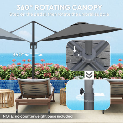 Outsunny 3 x 3(m) Cantilever Parasol with Cross Base, Garden Umbrella with 360° Rotation, Crank Handle and Tilt for Outdoor, Black