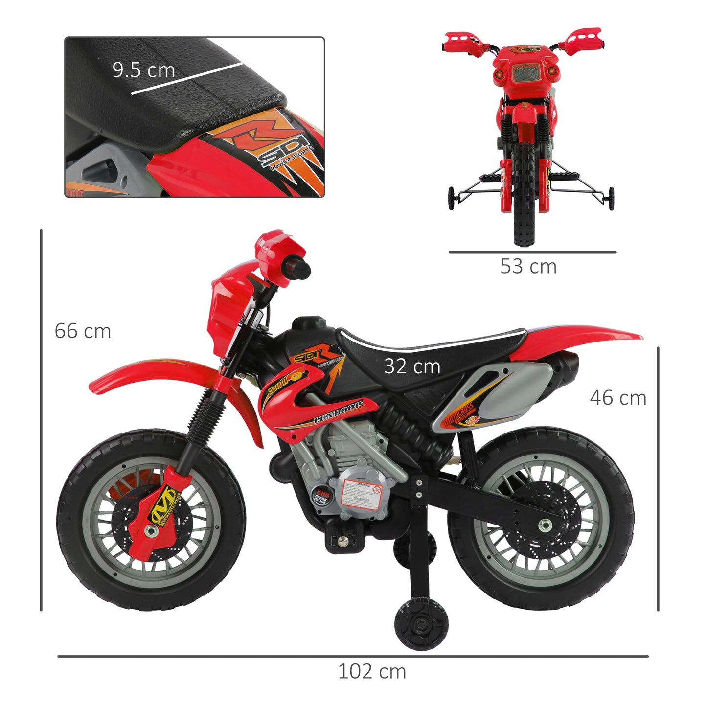HOMCOM 6V Kids Child Electric Motorbike Ride on Motorcycle Scooter Children Toy Gift (Red)