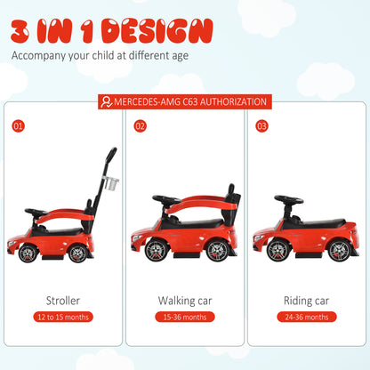 HOMCOM Baby Push Along Car Toddlers Ride On Car Stroller Licensed PP Mercedes-Benz for Ages 12-36 Months, Red