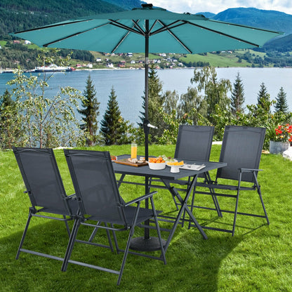 5 Piece Patio Dining Table Conversation Set with Umbrella Hole