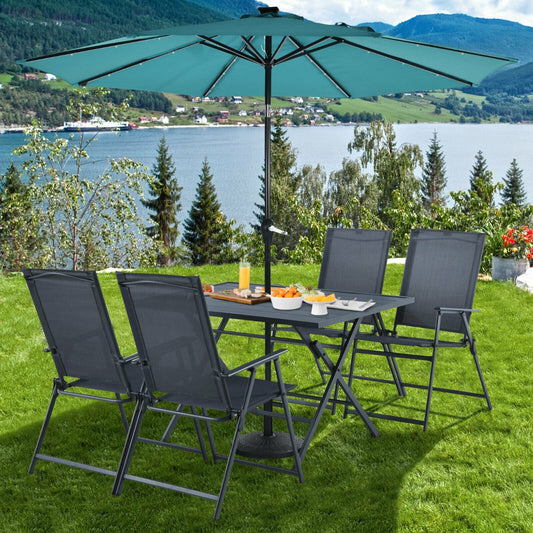 5 Piece Patio Dining Table Conversation Set with Umbrella Hole