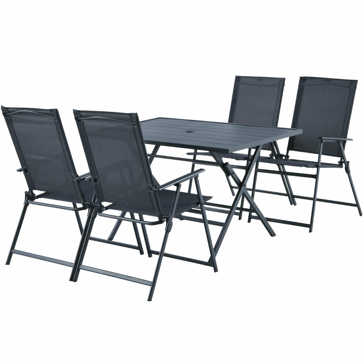 5 Piece Patio Dining Table Conversation Set with Umbrella Hole