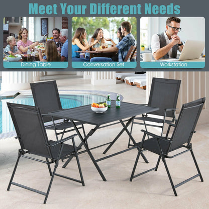 5 Piece Patio Dining Table Conversation Set with Umbrella Hole