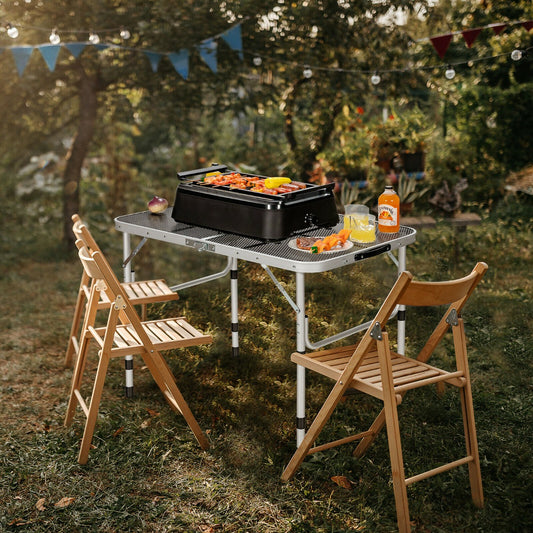 Adjustable Folding Grill Camping Table with Carrying Handle