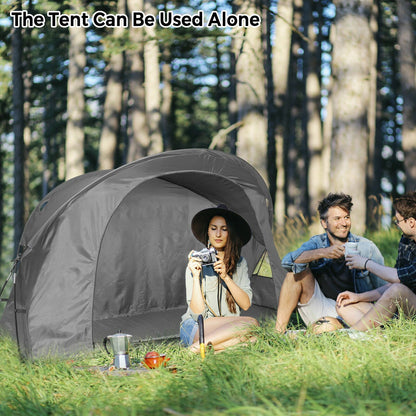 4-In-1 Portable Camping Cot Tent with Automatic Inflatable Mattress-Grey