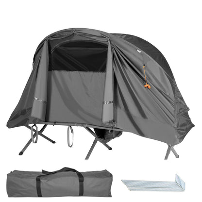 4-In-1 Portable Camping Cot Tent with Automatic Inflatable Mattress-Grey