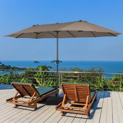 450CM Double Sided Outdoor Umbrella Twin Size with Crank Handle-Coffee