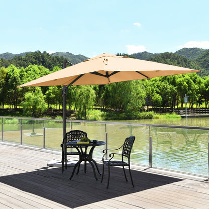 3m Patio Cantilever Umbrella with 4-Level Tilting Adjustment and Crank Handle-Beige