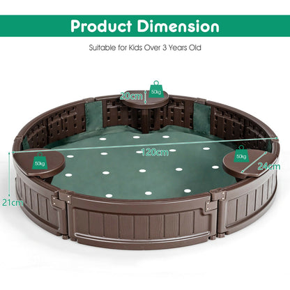 4 Feet Elliptic Round w/Waterproof Cover Bottom Liner-Brown