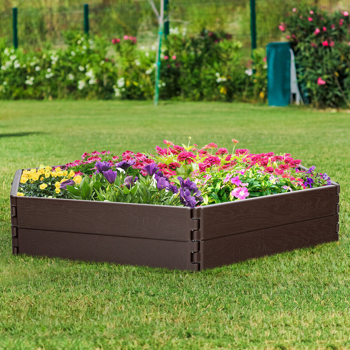Raised Garden Bed Kit with Metal Stakes and Open Bottom