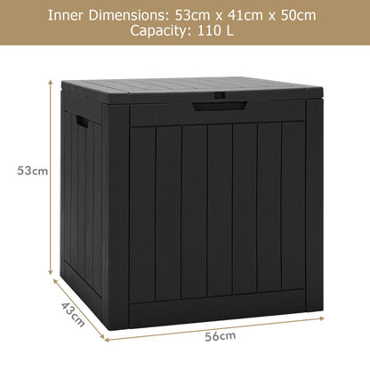 Outdoor Storage Shed with Handles and Lockable Lid-Black