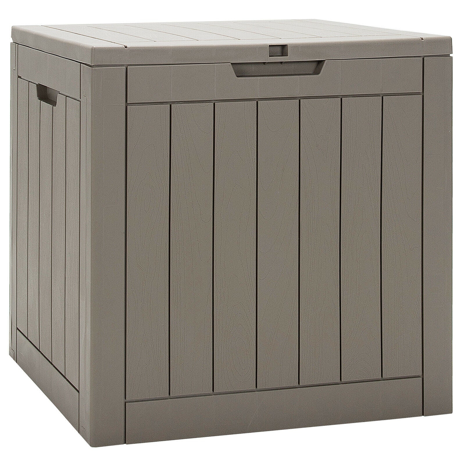 Outdoor Storage Shed with Handles and Lockable Lid-Coffee