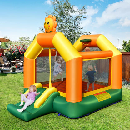 Inflatable Bounce House with Slide and Basketball Rim