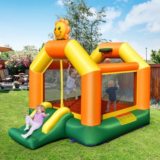 Inflatable Bounce House with Slide and Basketball Rim