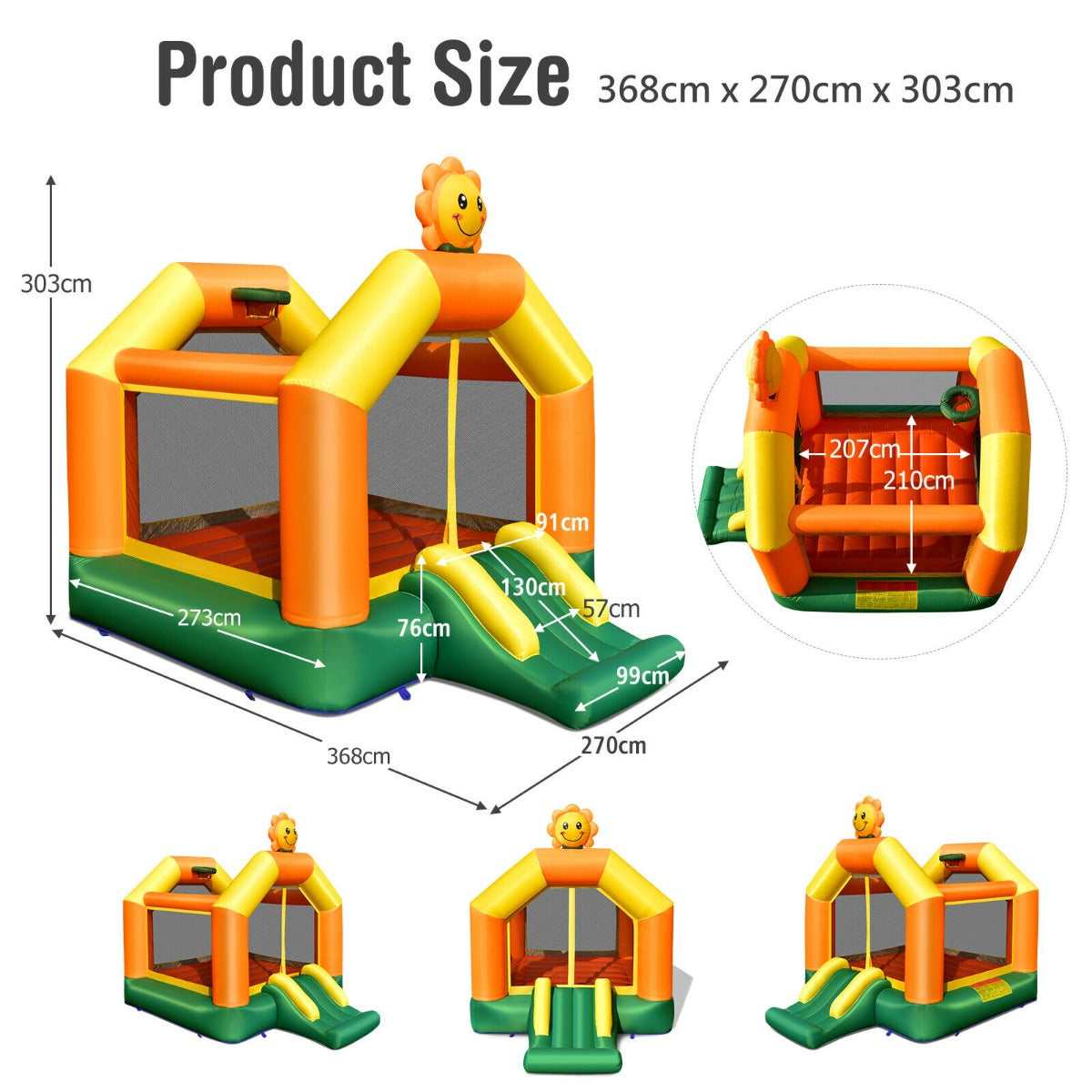 Inflatable Bounce House with Slide and Basketball Rim