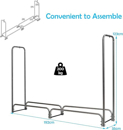 Firewood Storage Log Rack with Waterproof PVC-192 cm