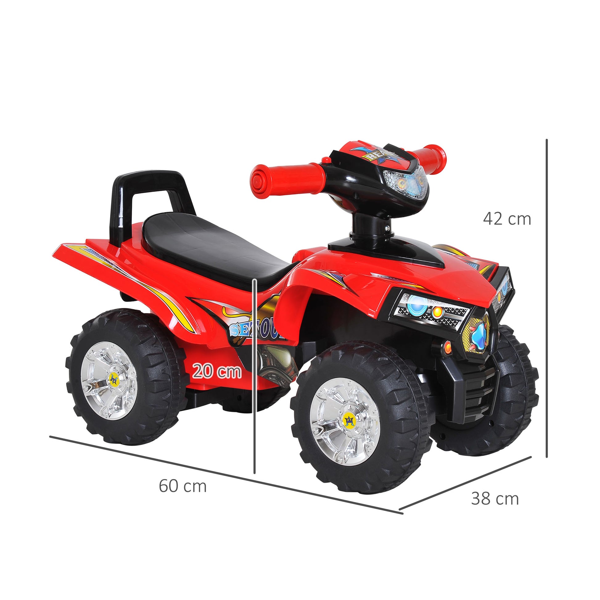 HOMCOM Kids Ride On Quad Bike, 60Lx38Wx42H cm-Red