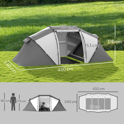 Outsunny 4-6 Man UV Protection Camping Tent - Charcoal Grey and White