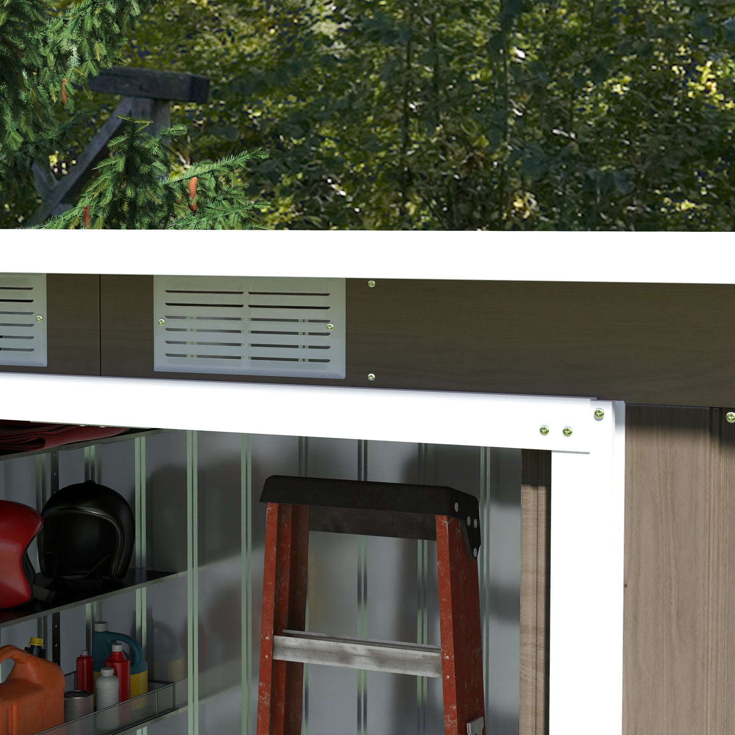 Outsunny 4 x 9ft Metal Shed, with Foundation Shed - Brown