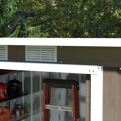 Outsunny 4 x 9ft Metal Shed, with Foundation Shed - Brown