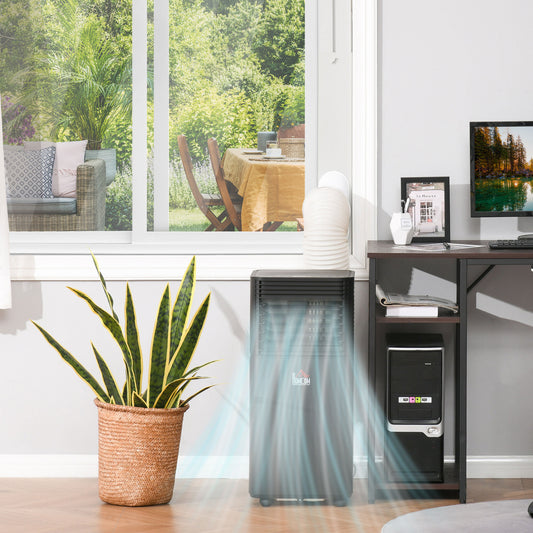 HOMCOM 8000 BTU 4-In-1 Compact Portable Mobile Air Conditioner Unit Cooling Dehumidifying Ventilating w/ Fan Remote LED 24Hr Timer Auto Shut-Down