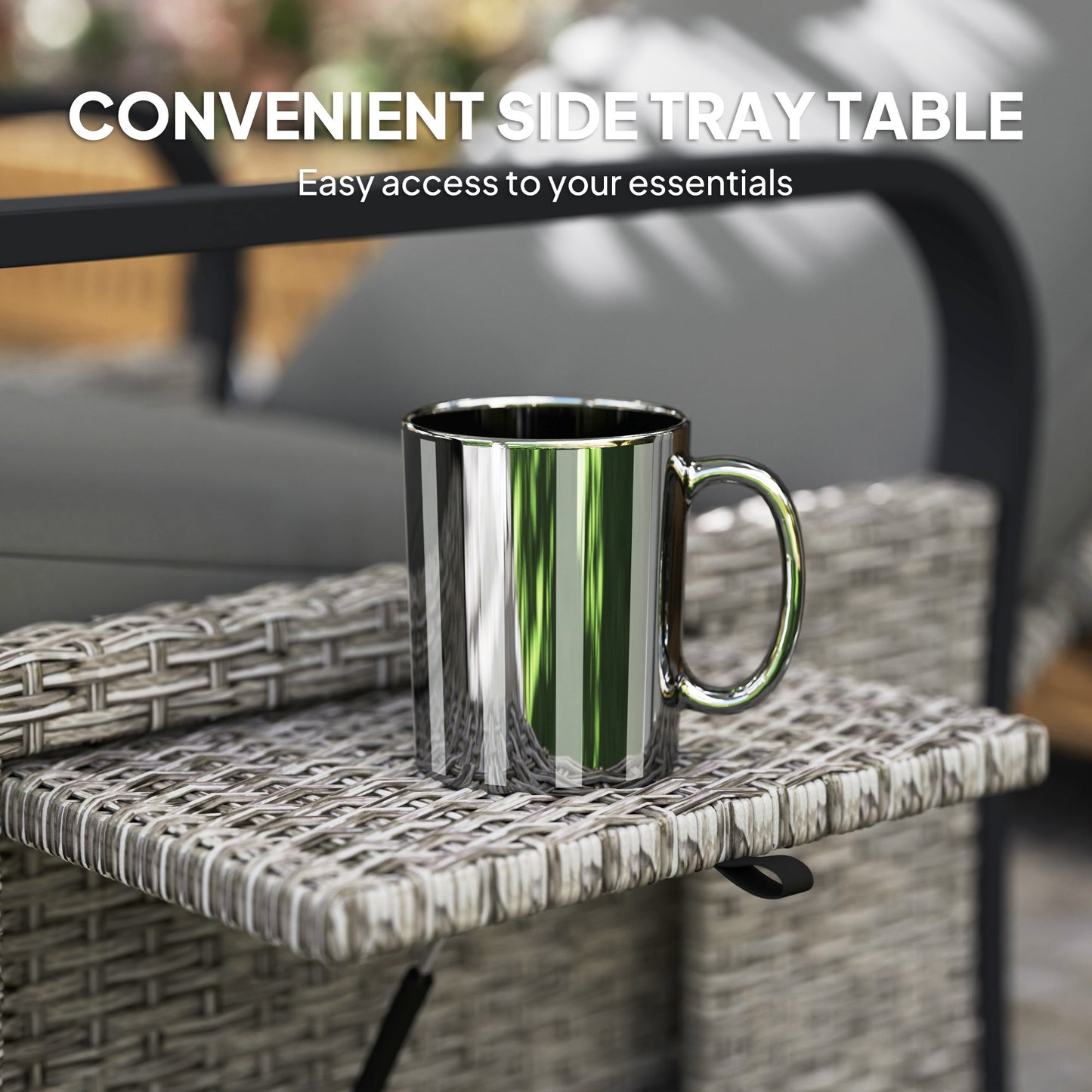 Outsunny 140° Reclining Rattan Armchair - Mixed Grey