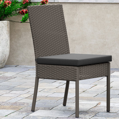 Outsunny Set of Two Armless Rattan Garden Chairs - Dark Grey