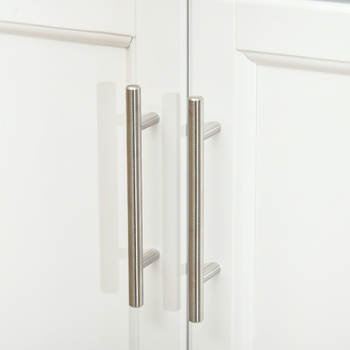 HOMCOM White Wooden Freestanding Kitchen Island on Wheels, Serving Cart Storage Trolley with Stainless Steel Top, Drawer, Side Handle and Rack