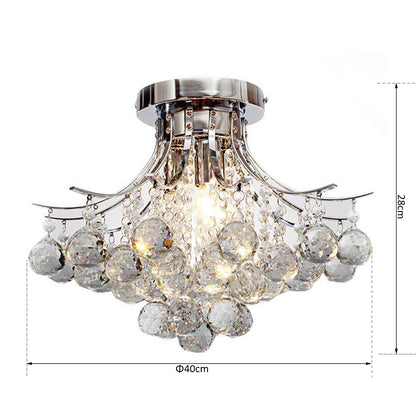 HOMCOM 3 Lights Mordern Style Ceiling Chandelier Pendant Crystal Light w/ Transparent K9 Crystal Droplets D40 X 28H (CM)