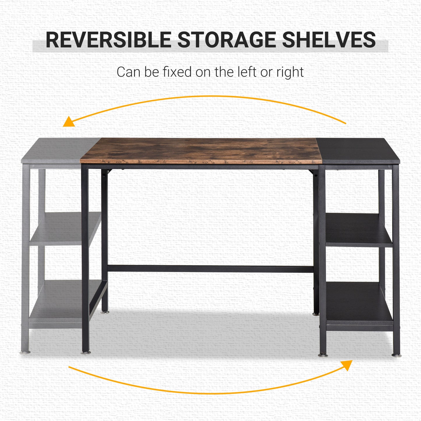 HOMCOM Computer Desk, Home Office Desk for Study, Writing with 2 Storage Shelves on Left or Right, Steel Frame, 120x60x76cm