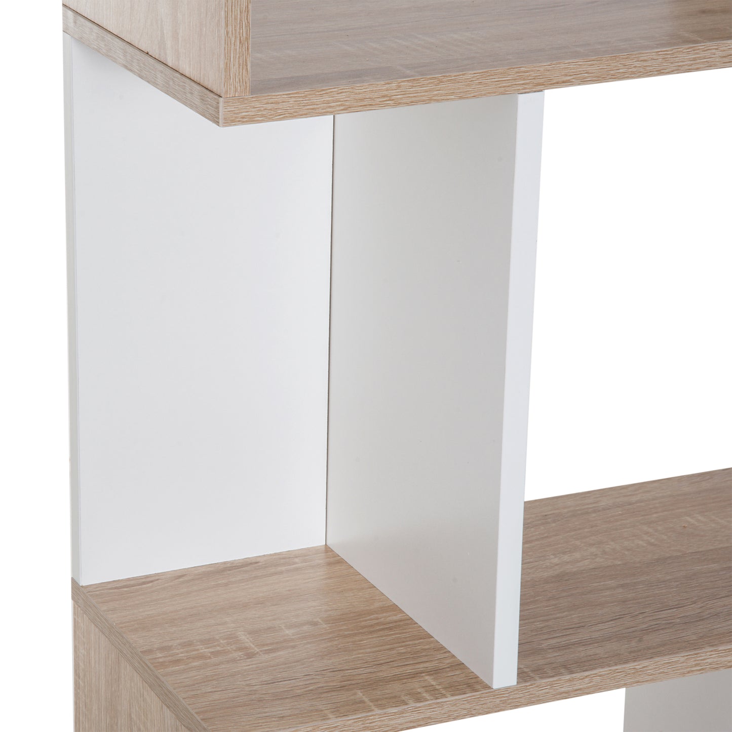 HOMCOM Particle Board 4-tier Storage Display Shelving Bookcase Unit Divider S Shape design Divider Unit