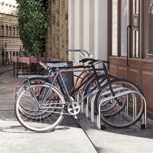HOMCOM 5-Bike Floor Parking Stand Silver