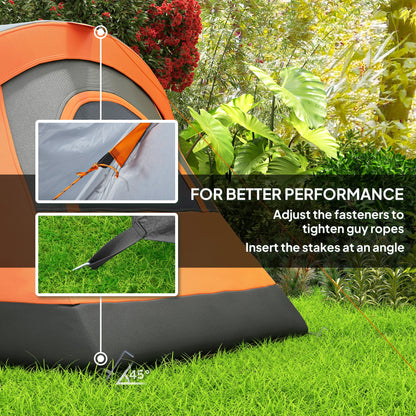 Outsunny 5-6 Man Dome Camping Tent - Orange
