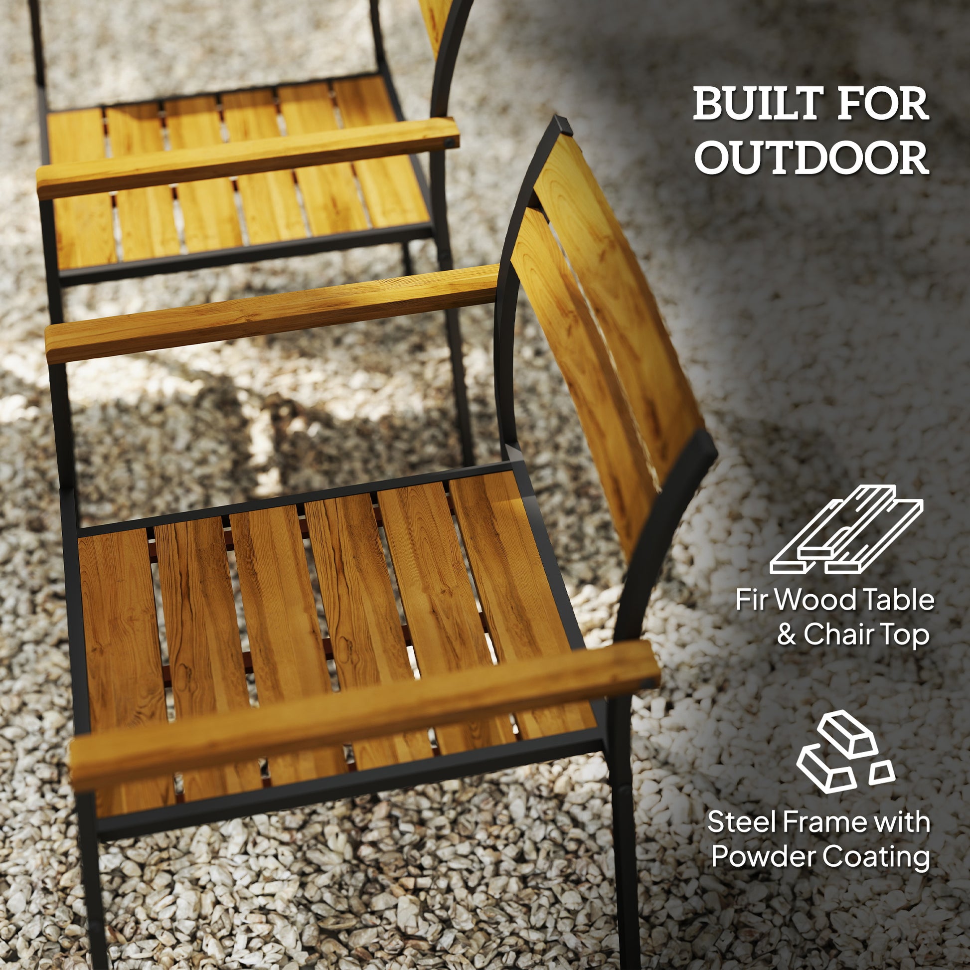 Outsunny Seven-Piece Wood Panel Patio Dining Set - Brown/Black